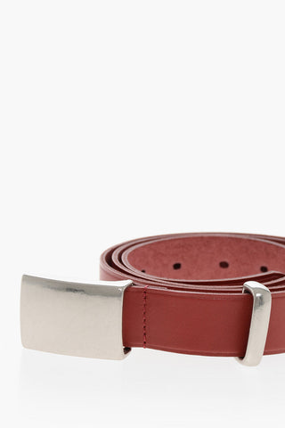 HOMME PLUS Solid Color Leather Belt 30mm