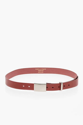 HOMME PLUS Solid Color Leather Belt 30mm