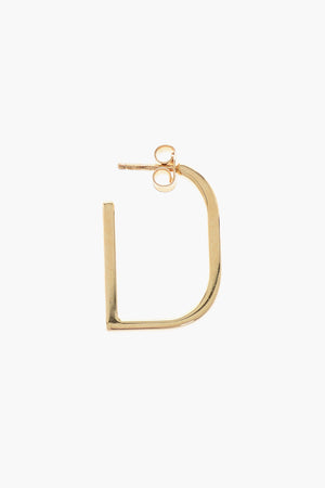 Single Silver Earring D-Shaped with Gold Effect