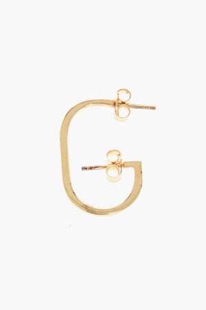 Single Silver Earring G-Shaped with Gold Effect