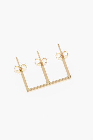 한쪽 실버 귀걸이 E자형 골드 톤