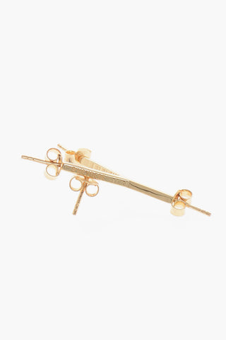 Single Silver Earring Gold-Tone Y-Shaped