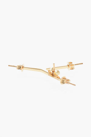 Single Silver Earring Gold-Tone Y-Shaped