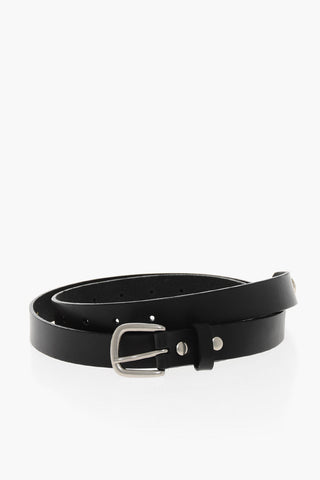 HOMME PLUS Leather Belt with Jewel 25mm