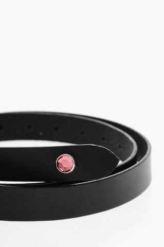 HOMME PLUS Leather Belt with Jewel 25mm