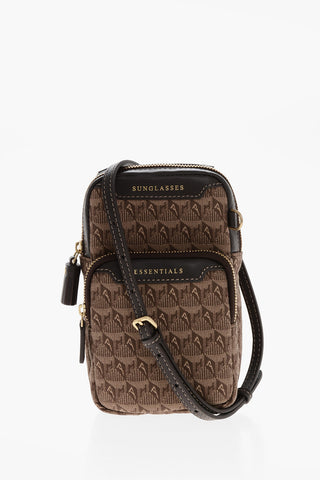Jacquard Fabric Shoulder Bag with Faux Leather Details