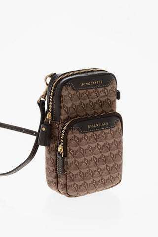 Jacquard Fabric Shoulder Bag with Faux Leather Details