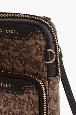 Jacquard Fabric Shoulder Bag with Faux Leather Details