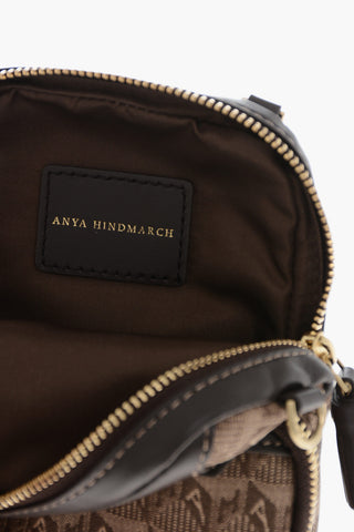 Jacquard Fabric Shoulder Bag with Faux Leather Details