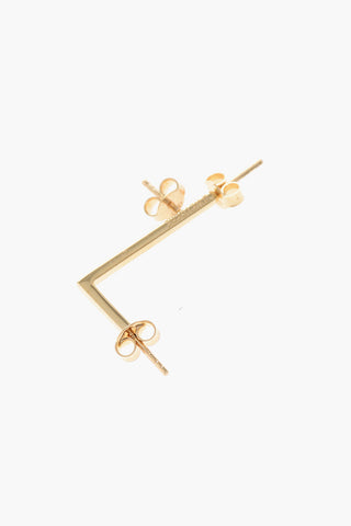 Single Silver Earring L-Shaped with Gold Effect