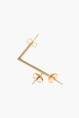 Single Silver Earring L-Shaped with Gold Effect