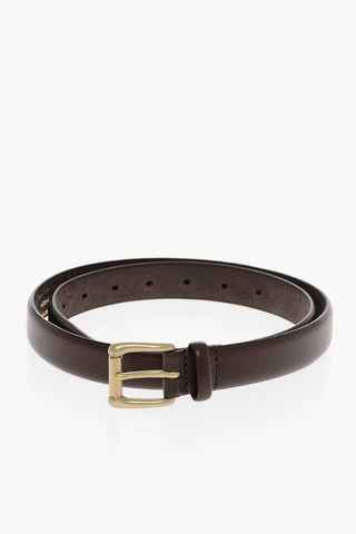 HOMME PLUS Cintura In Pelle Con Fibbia Dorata 25mm