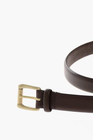 HOMME PLUS Cintura In Pelle Con Fibbia Dorata 25mm