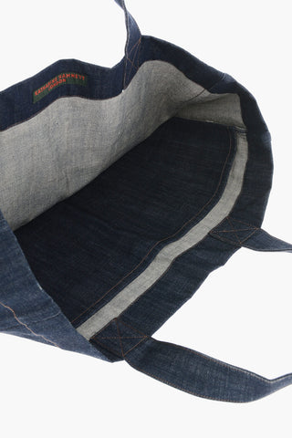 Denim Tote Bag with Maxi Contrasting Print