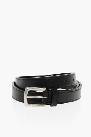 HOMME PLUS Leather Belt with Contrasting Detail 25mm