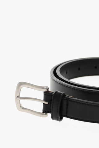 HOMME PLUS Leather Belt with Contrasting Detail 25mm