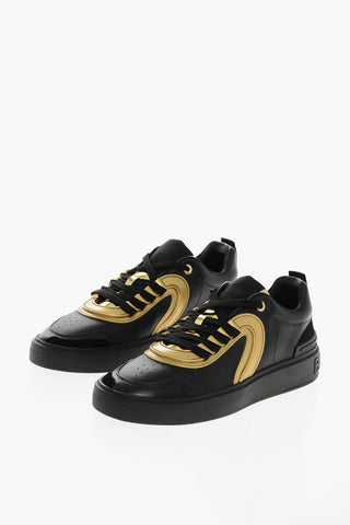Leather B SKATE Low-Top Sneakers with Golden-Effect Detail