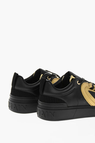 Leather B SKATE Low-Top Sneakers with Golden-Effect Detail