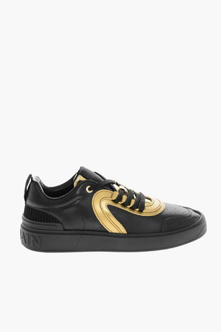 Leather B SKATE Low-Top Sneakers with Golden-Effect Detail