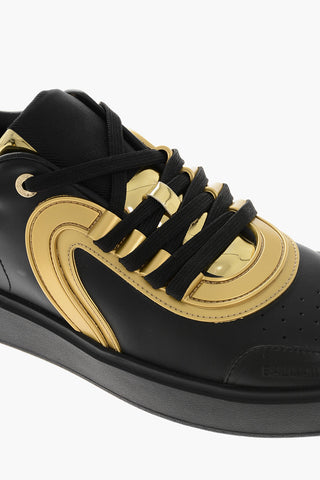Leather B SKATE Low-Top Sneakers with Golden-Effect Detail