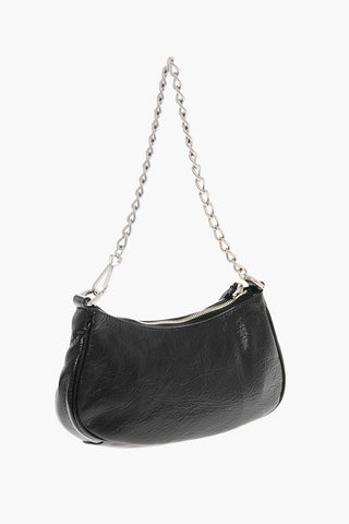 Textured Leather Shulder Bag with Studs