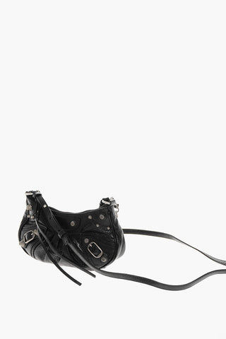 Textured Leather Shulder Bag with Studs