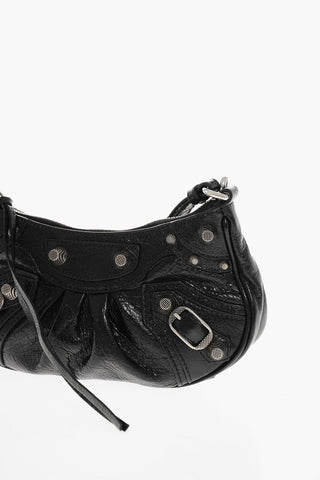 Textured Leather Shulder Bag with Studs