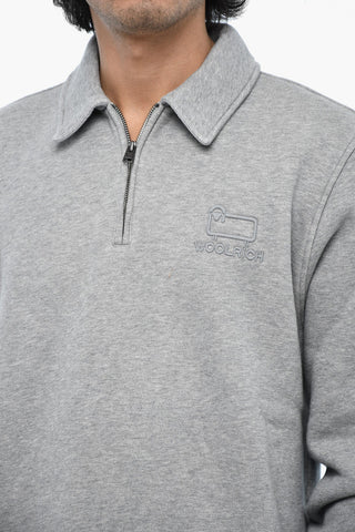 Felpa Mezza Zip con Collo a Polo