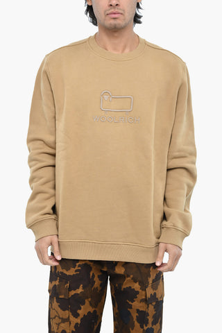 Fleeced-Cotton Crew-Neck Sweatshirt with Maxi Frontal Logo