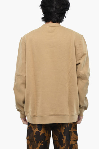 Fleeced-Cotton Crew-Neck Sweatshirt with Maxi Frontal Logo