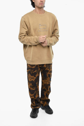Fleeced-Cotton Crew-Neck Sweatshirt with Maxi Frontal Logo