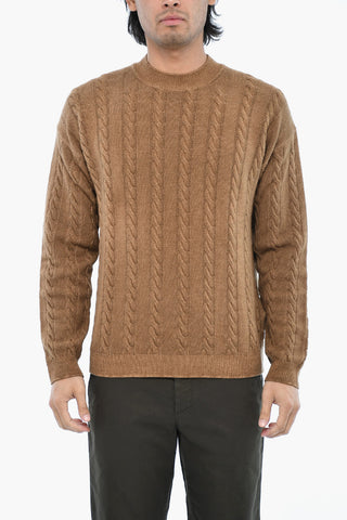 Aran Pattern Virgin Wool Crewneck Sweater