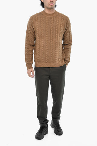 Aran Pattern Virgin Wool Crewneck Sweater