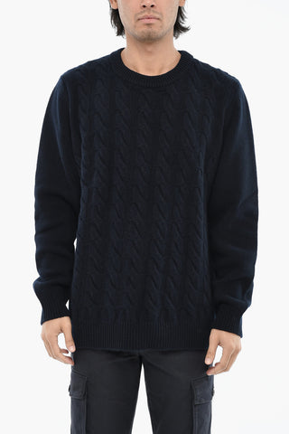 Virgin Wool Cable-Knit Crewneck Sweater