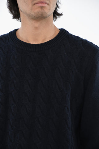 Virgin Wool Cable-Knit Crewneck Sweater