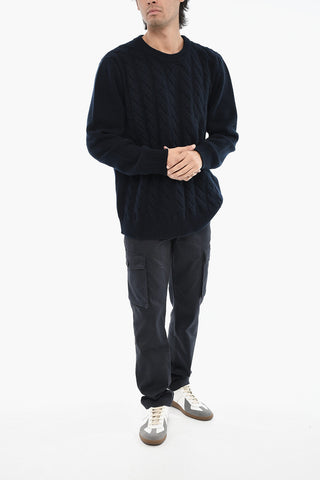 Virgin Wool Cable-Knit Crewneck Sweater