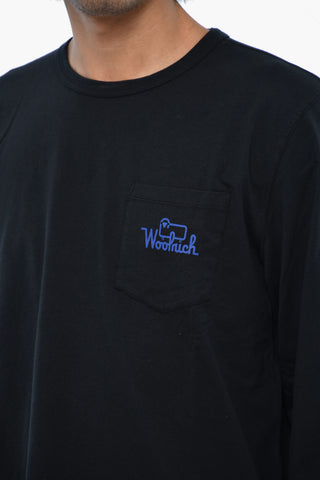 Langarm Rundhals-T-Shirt mit Tasche