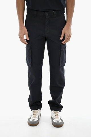 Cotton Cargo Pants with Logo Button