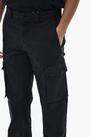 Cotton Cargo Pants with Logo Button