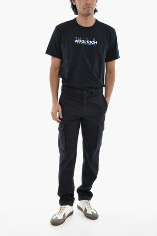 Cotton Cargo Pants with Logo Button