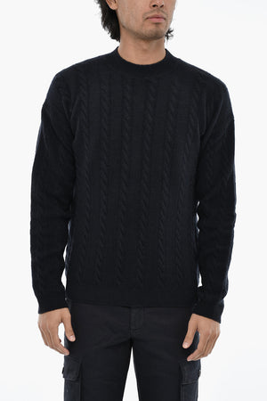 Aran Pattern Virgin Wool Crewneck Sweater