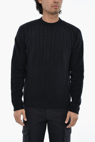Aran Pattern Virgin Wool Crewneck Sweater