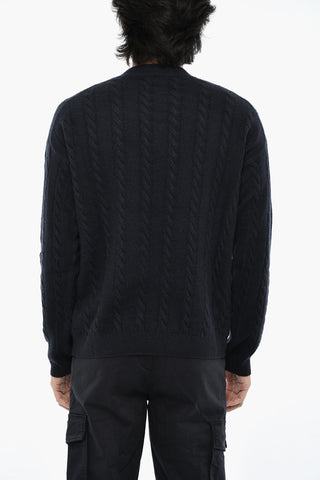 Aran Pattern Virgin Wool Crewneck Sweater