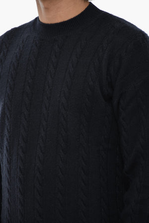 Aran Pattern Virgin Wool Crewneck Sweater