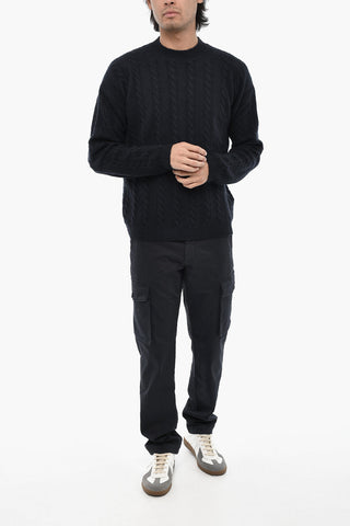 Aran Pattern Virgin Wool Crewneck Sweater