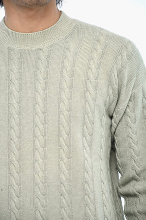 아란 패턴 라운드넥 스웨터, 순모