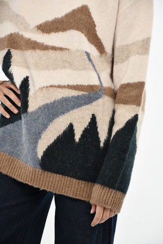 Virgin Wool Embroidered LANDSCAPE Turtleneck Sweater