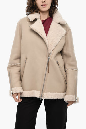 Leder-Bikerjacke HARMONY Mit Sherpa-Details