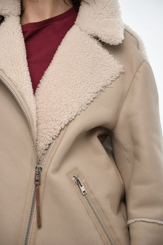 가죽 바이커 재킷 HARMONY 셰르파 디테일