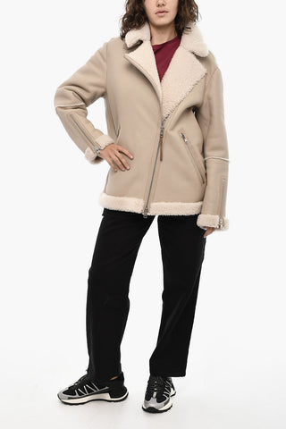 가죽 바이커 재킷 HARMONY 셰르파 디테일